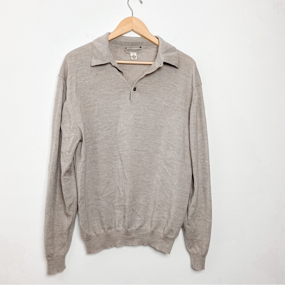PRONTO UOMO Collarered sweater Vintage knit 100% merino wool |Warm fall Academia